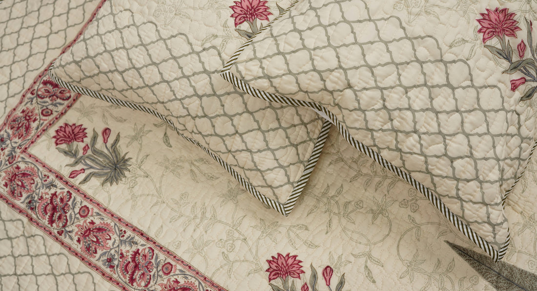 Kairavi Quilted Bedcover - Hand Block Print