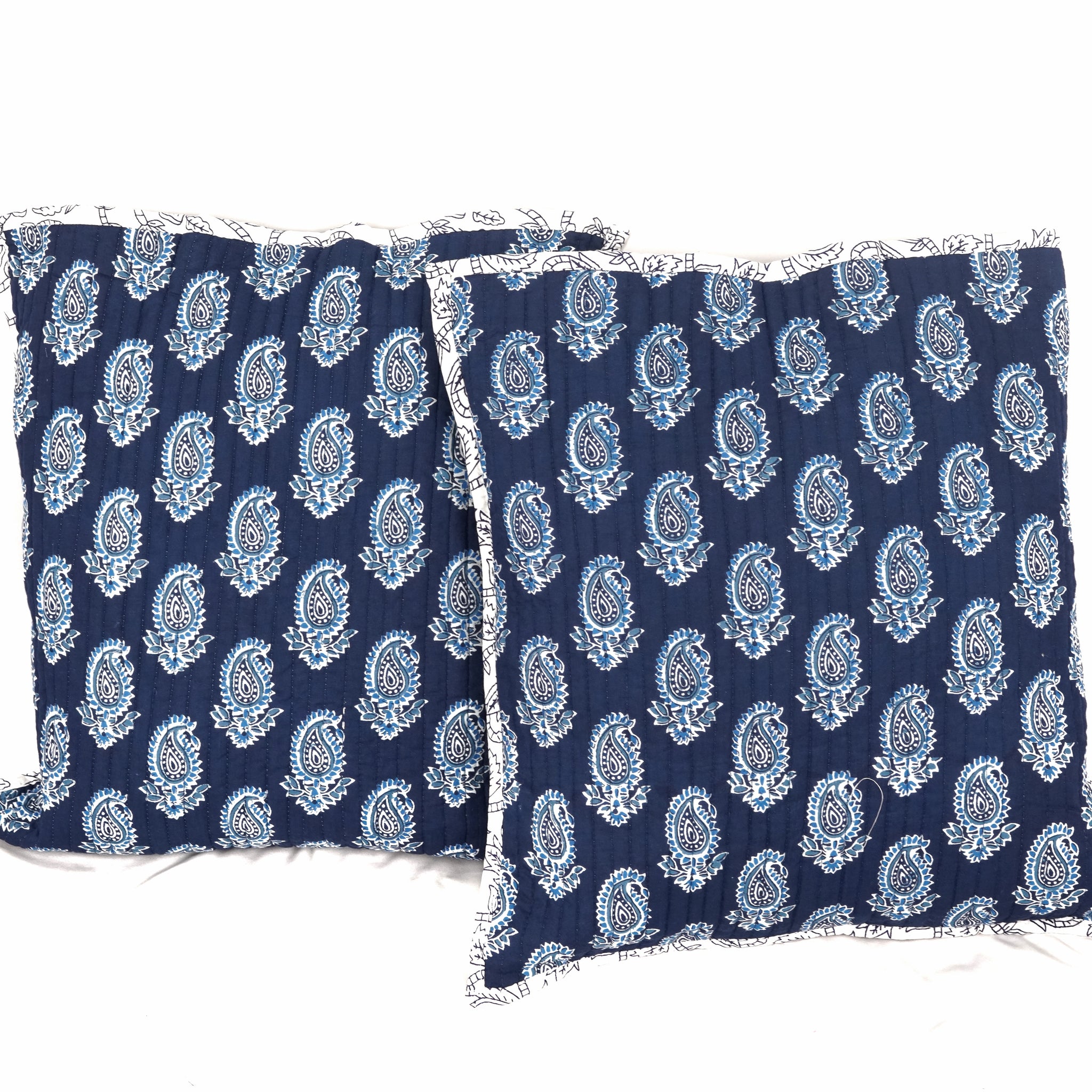 Hastkaar Quilted Cushion Cover Mul Cotton Indigo