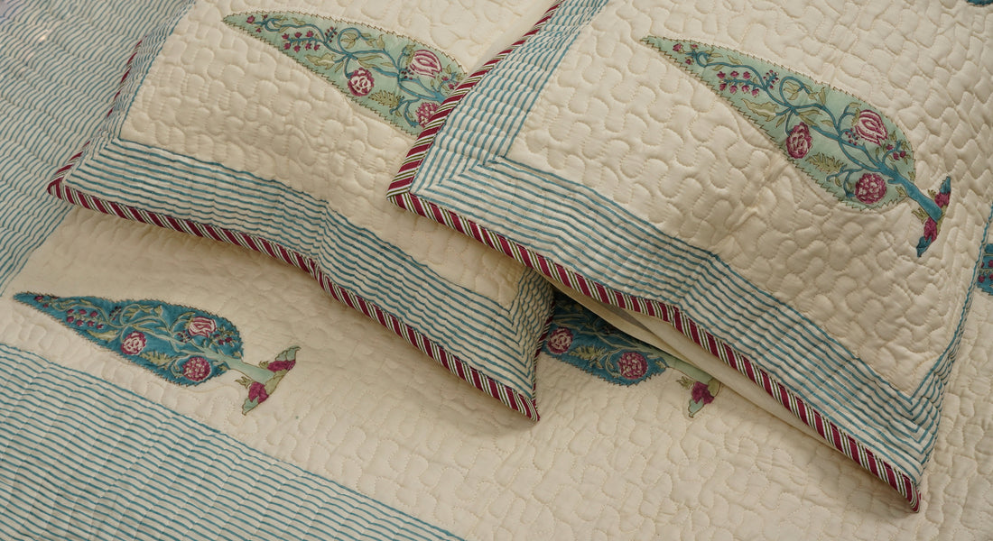 Treena Quilted Bedcover - Hand Block Print