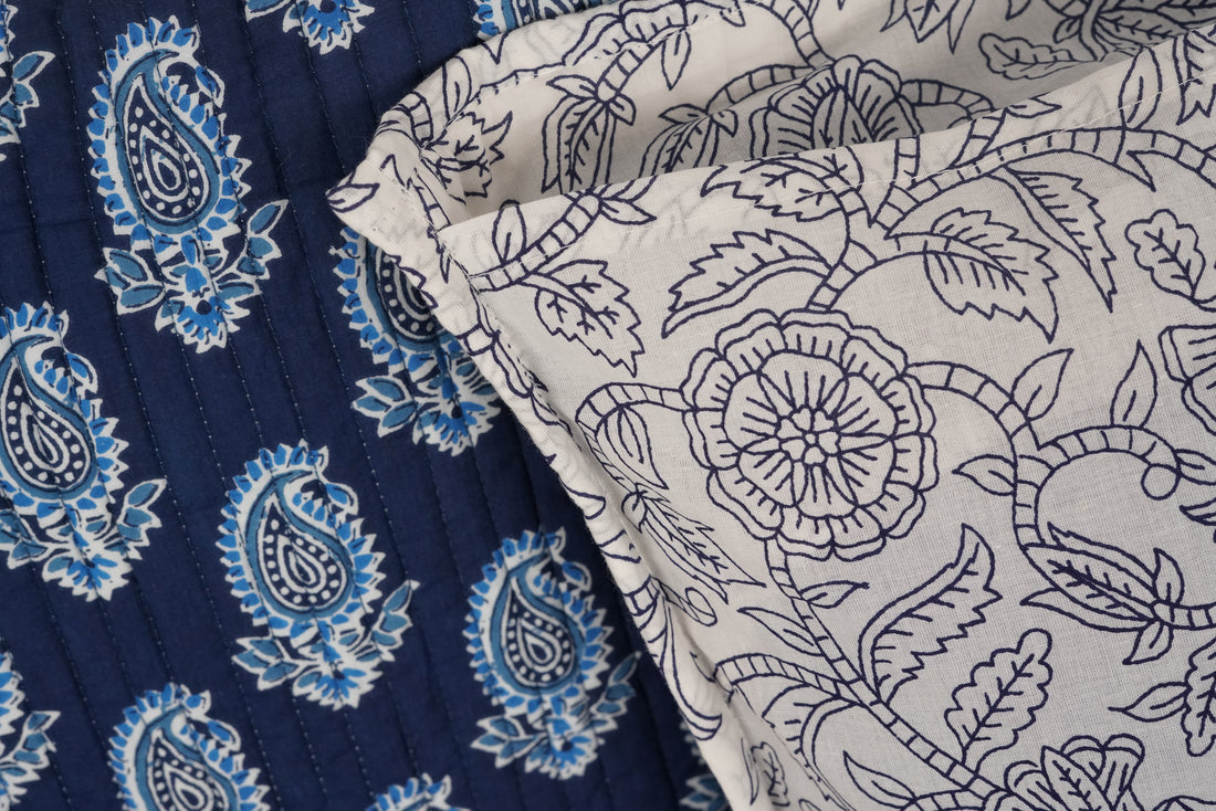 Hastkaar Quilted Cushion Cover Mul Cotton Indigo