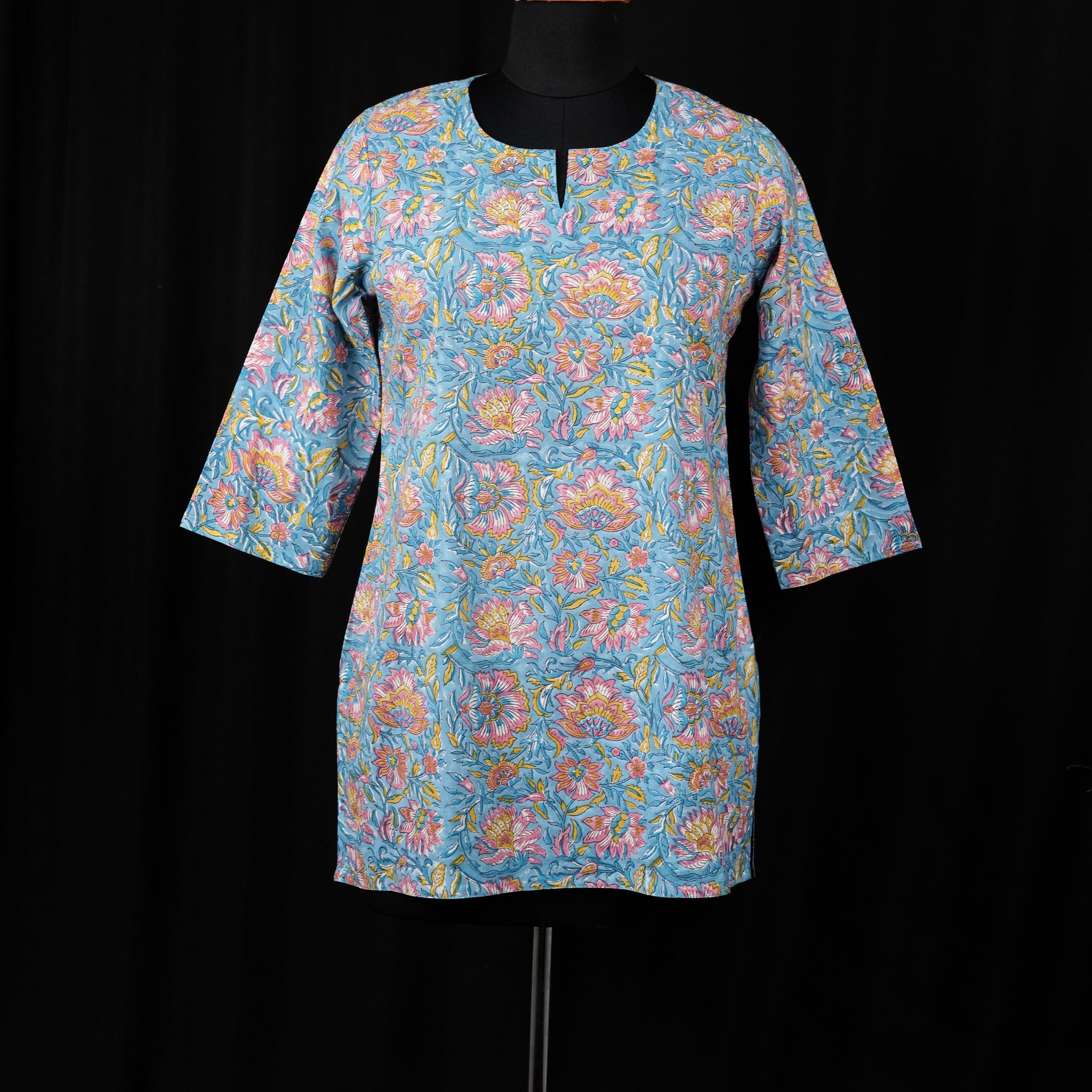 Rosava Hand BlockPrint Cotton Short Kurti