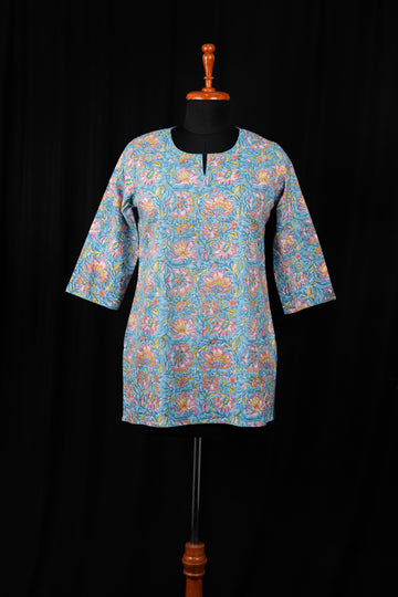Rosava Hand BlockPrint Cotton Short Kurti
