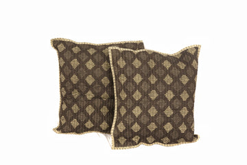 Baavli Quilted Cushion Cover Mul Cotton Brown