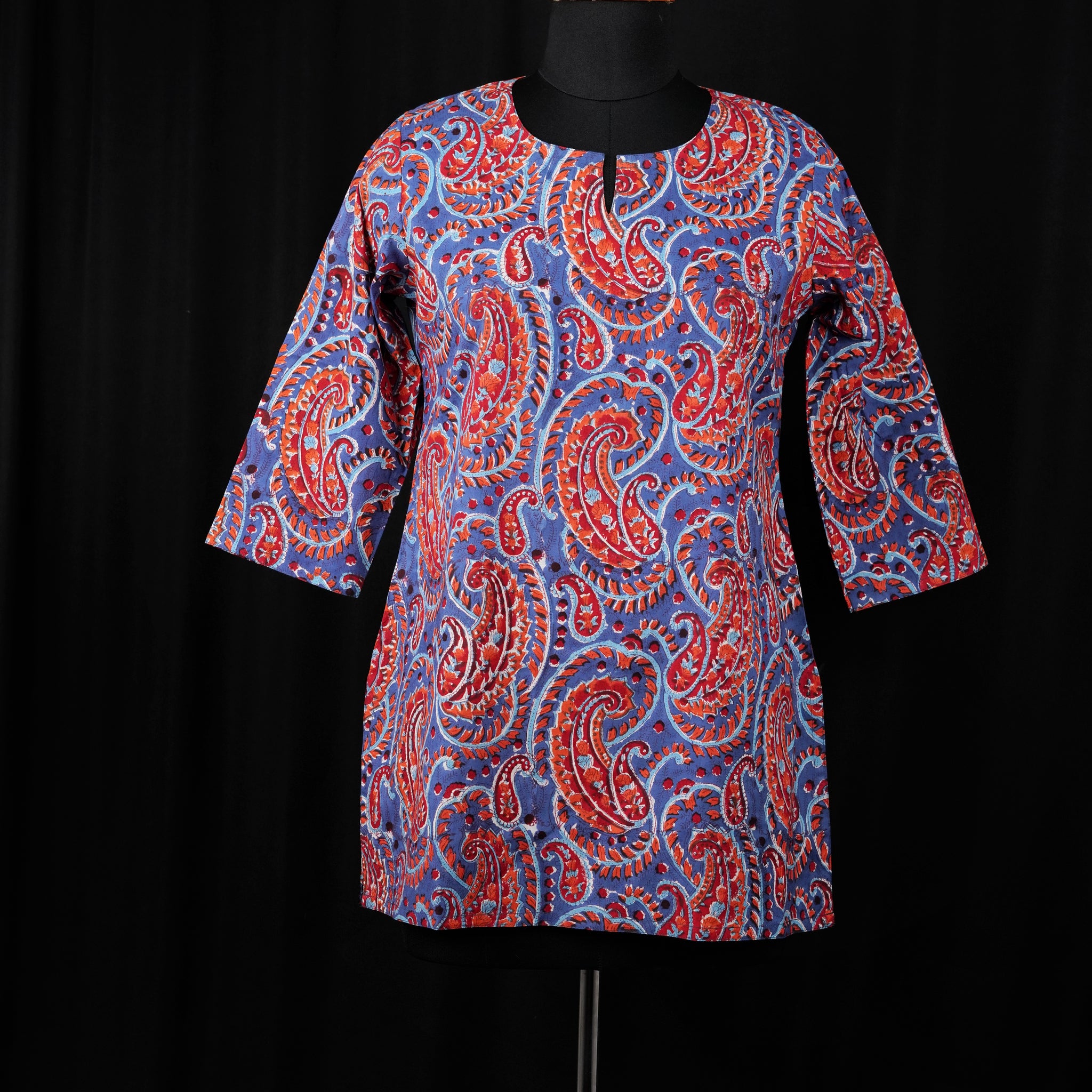 Feroza Hand BlockPrint Cotton Short Kurti