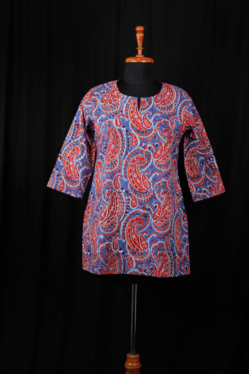 Feroza Hand BlockPrint Cotton Short Kurti