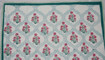 Red Flower Block Print Dohar