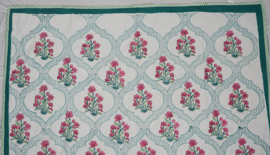 Red Flower Block Print Dohar