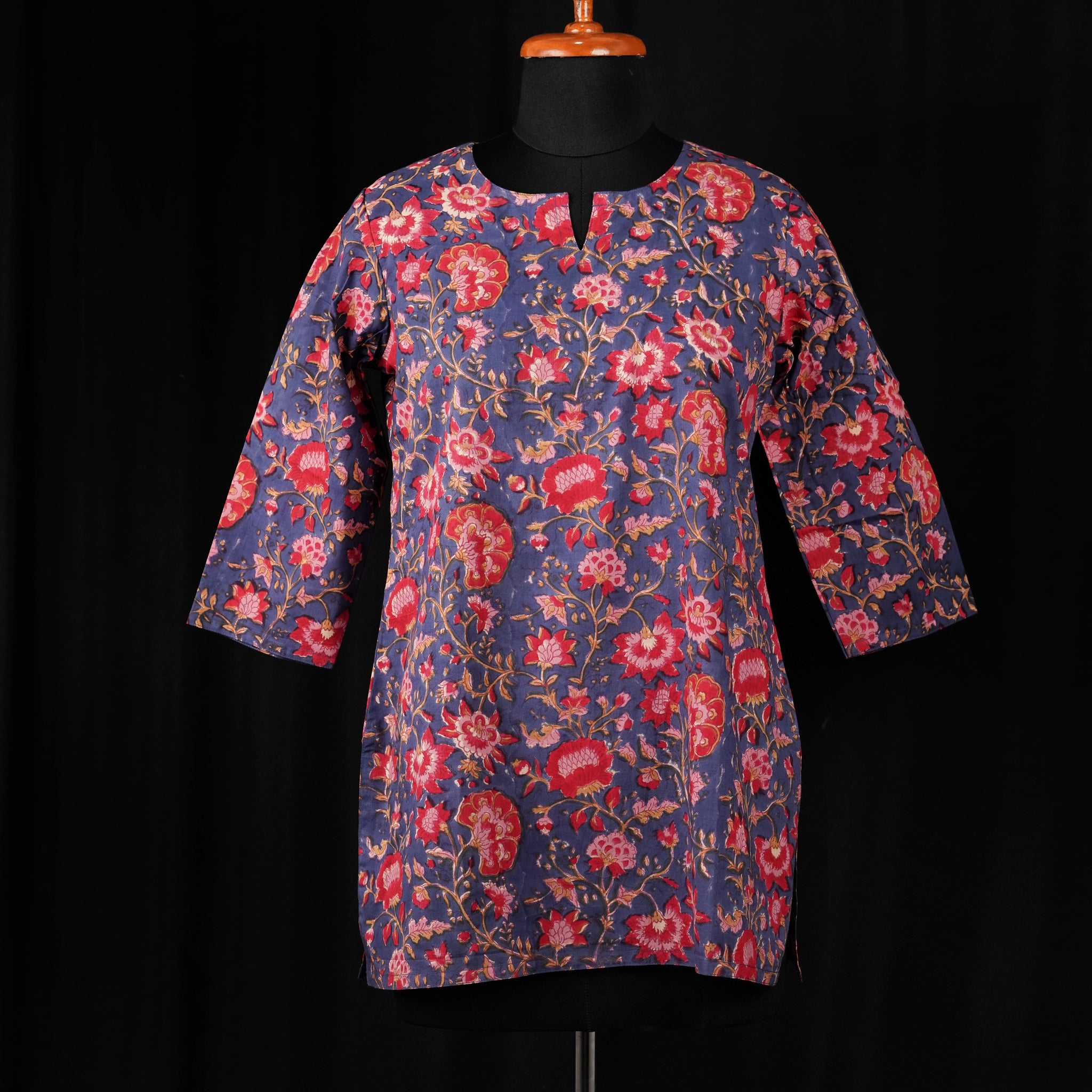 Gulnar Hand BlockPrint Cotton Short Kurti
