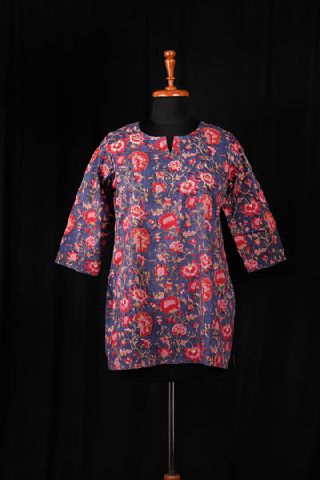 Gulnar Hand BlockPrint Cotton Short Kurti