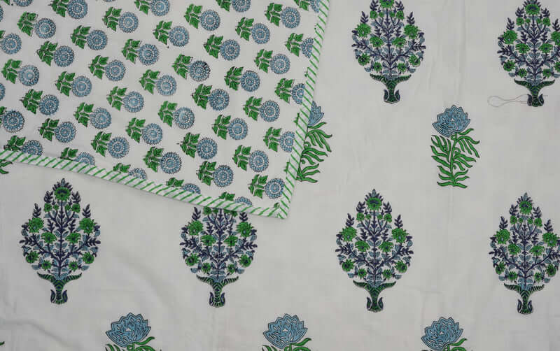 Green Tree Block Print Dohar