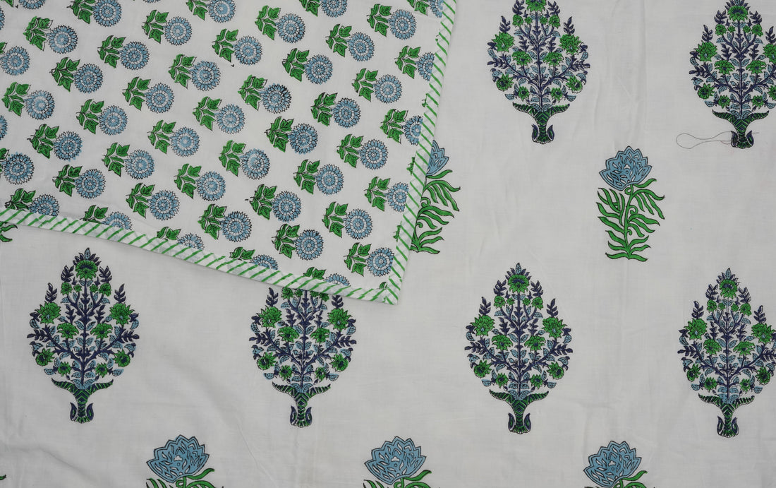 Green Tree Block Print Dohar