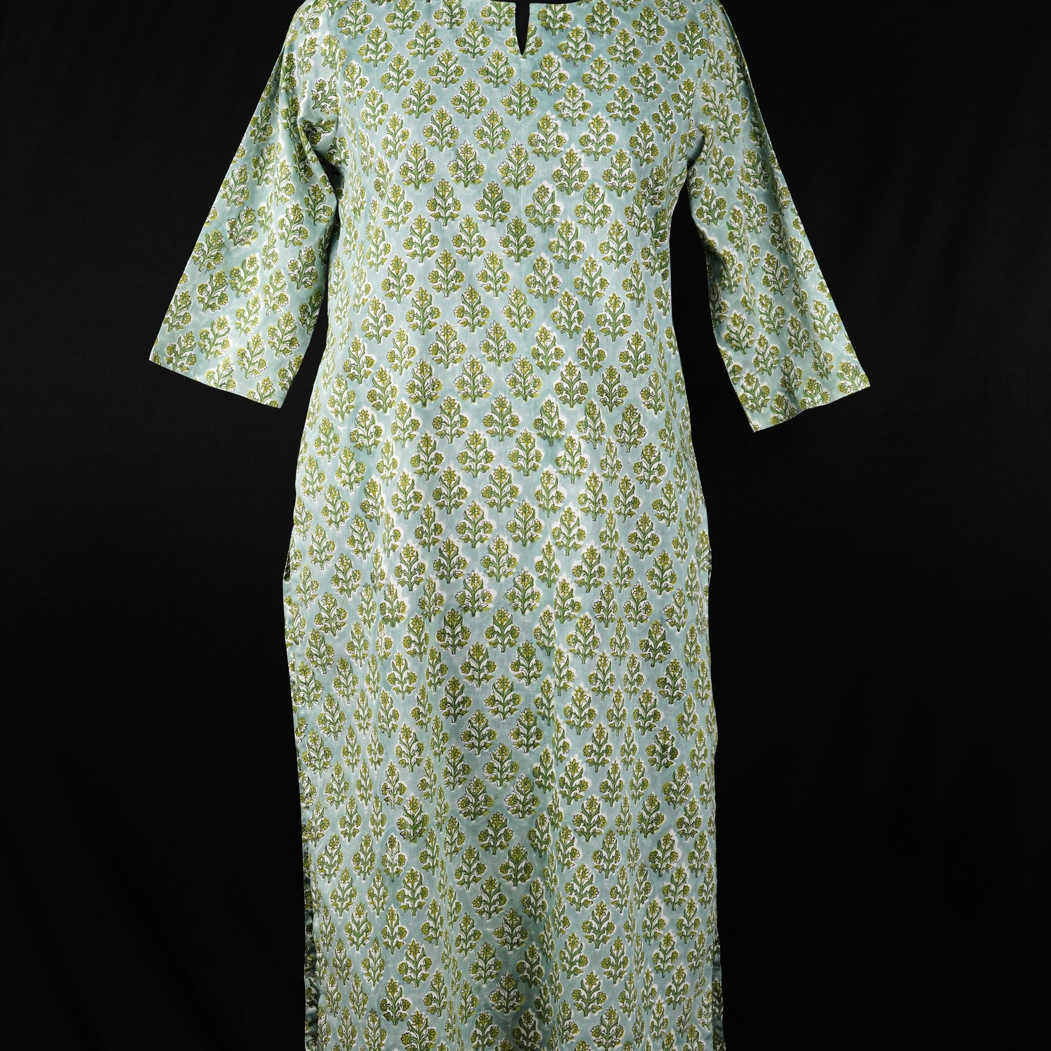Mist Hand BlockPrint Cotton Long Kurta