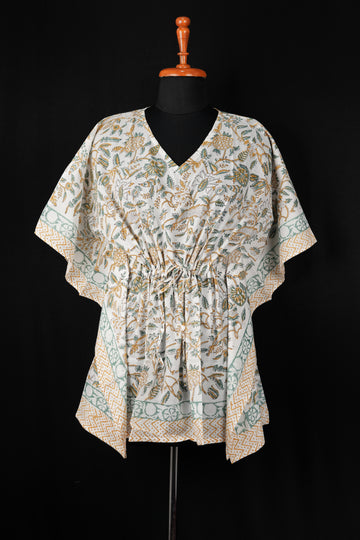 Kaira Hand Block Print Mul Cotton Short Kaftan