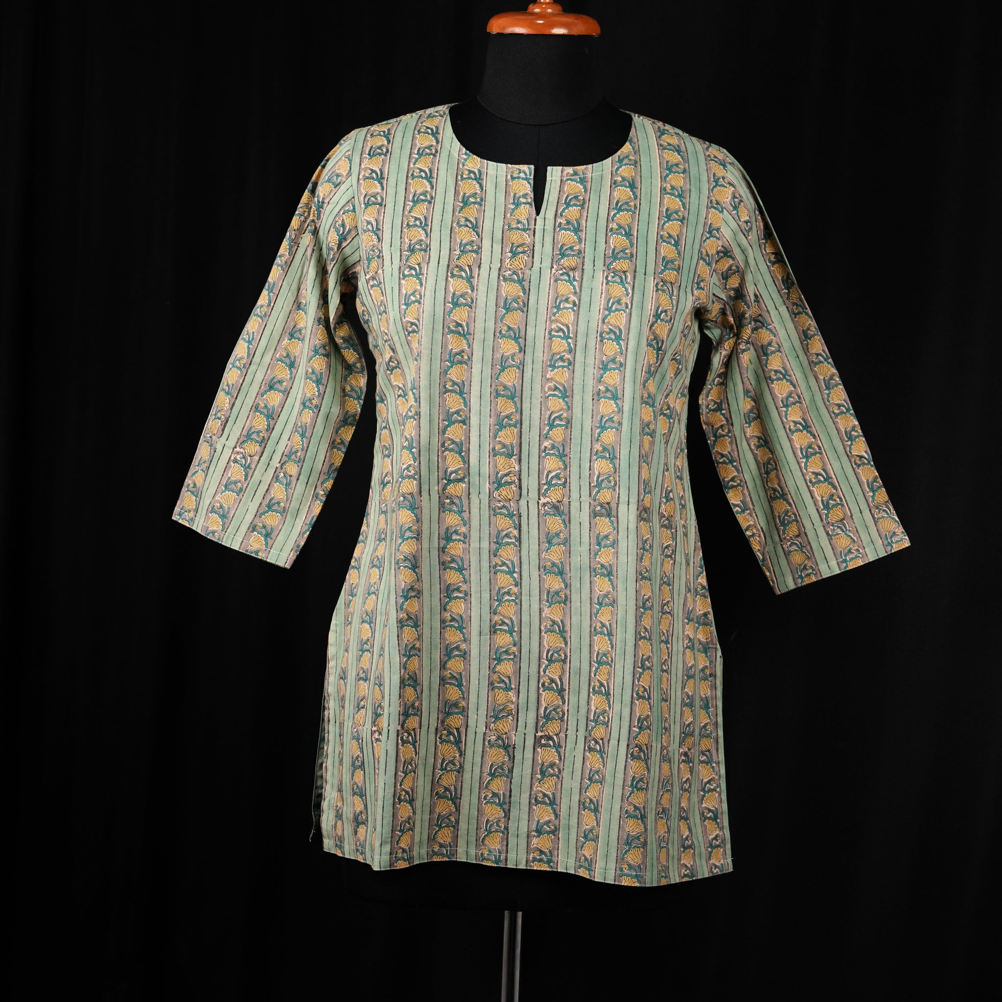 Pista Hand BlockPrint Cotton Short Kurti
