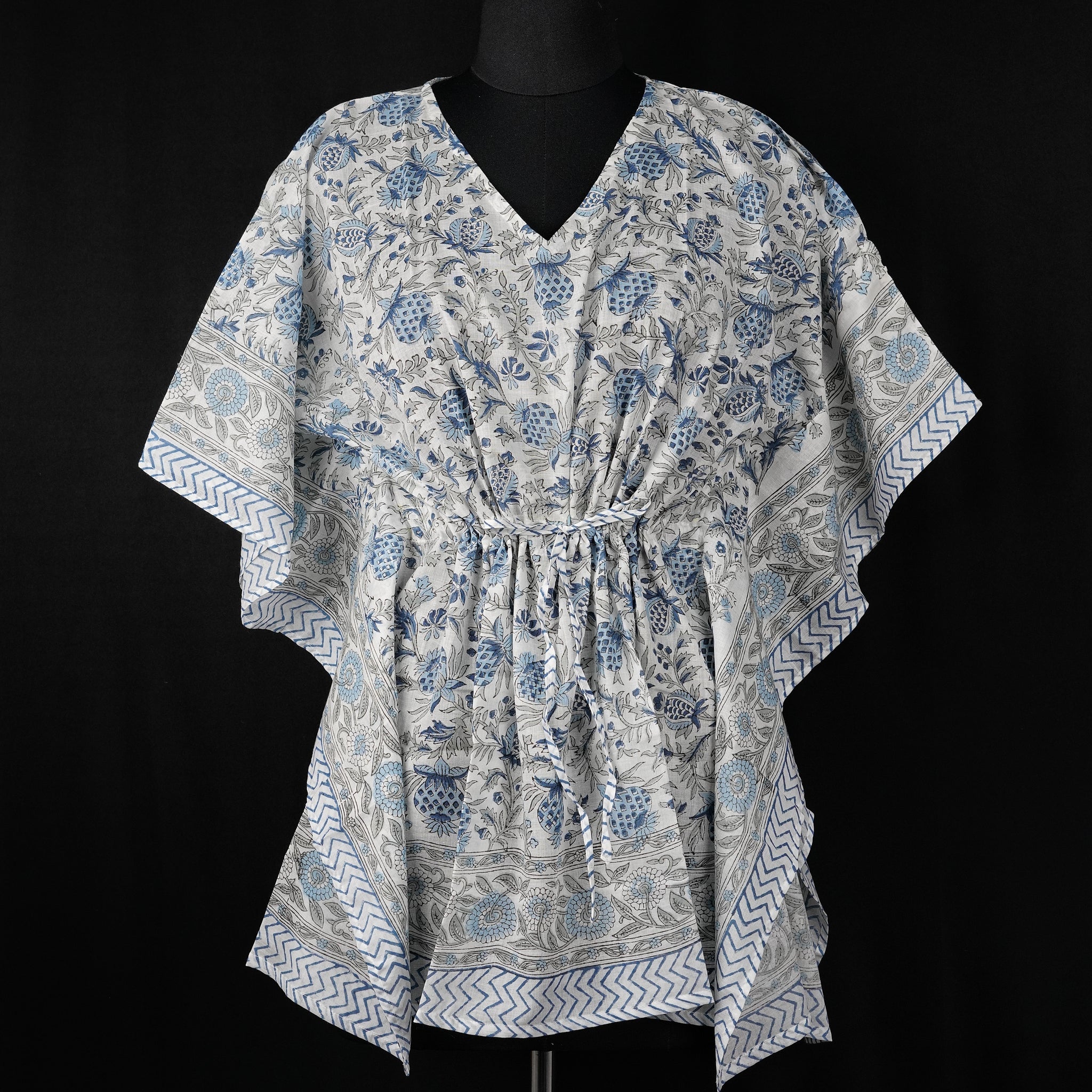 Bluyi Hand Block Print Mul Cotton Short Kaftan