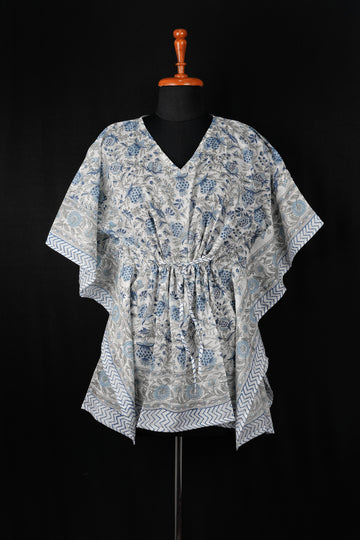 Bluyi Hand Block Print Mul Cotton Short Kaftan
