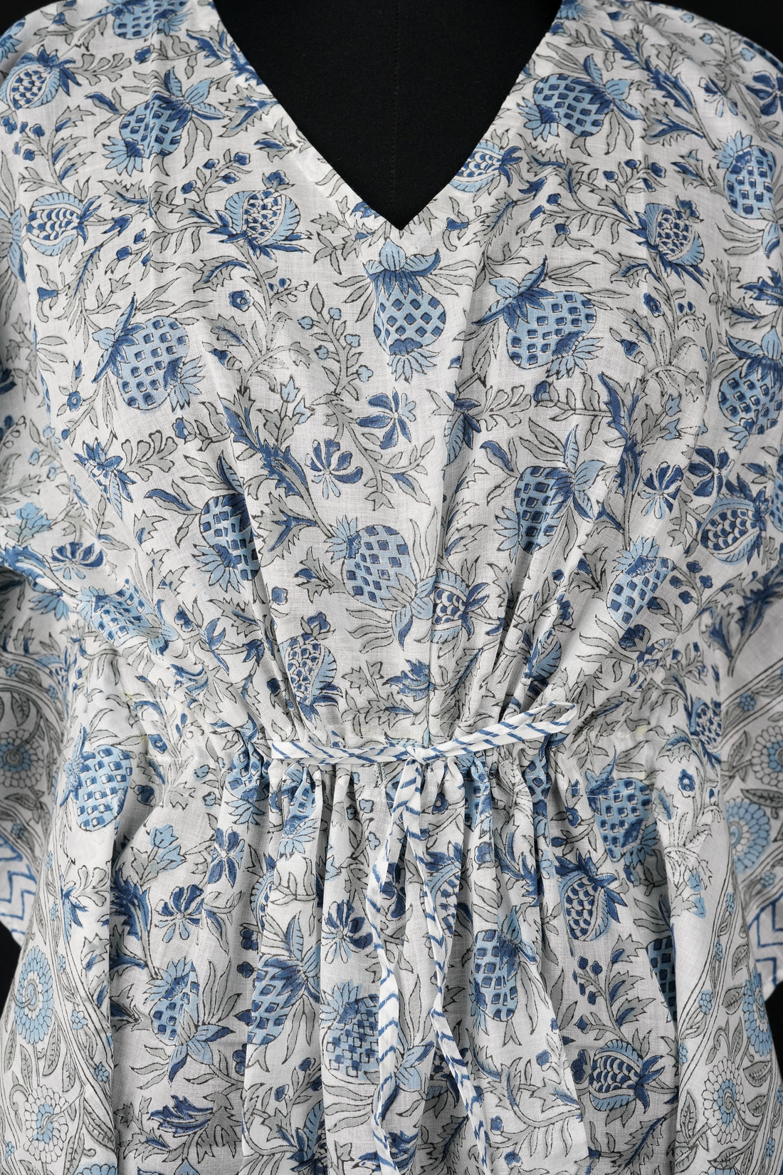 Bluyi Hand Block Print Mul Cotton Short Kaftan