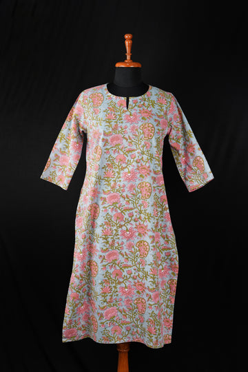 Noor Hand BlockPrint Cotton Long Kurta