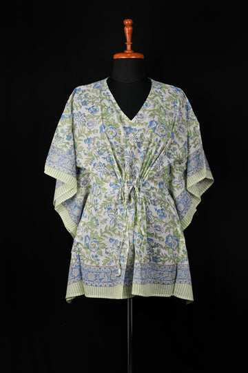 Sara Hand Block Print Mul Cotton Short Kaftan