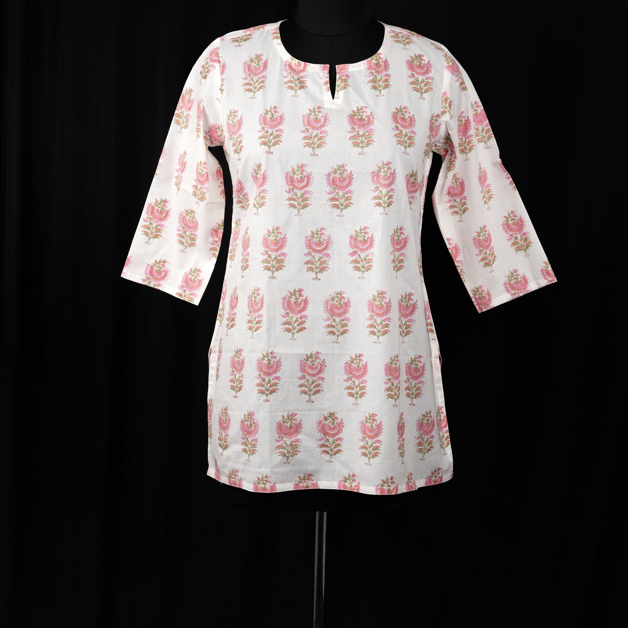 Noor Hand BlockPrint Cotton Short Kurti