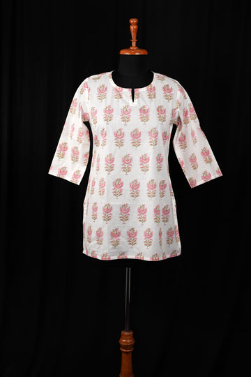 Noor Hand BlockPrint Cotton Short Kurti