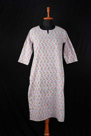 Wardi Hand BlockPrint Cotton Long Kurta