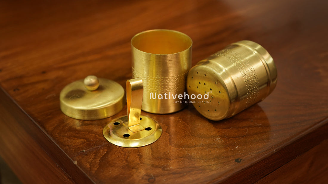 Etched Brass South Indian Filter Matt Finish - Mini