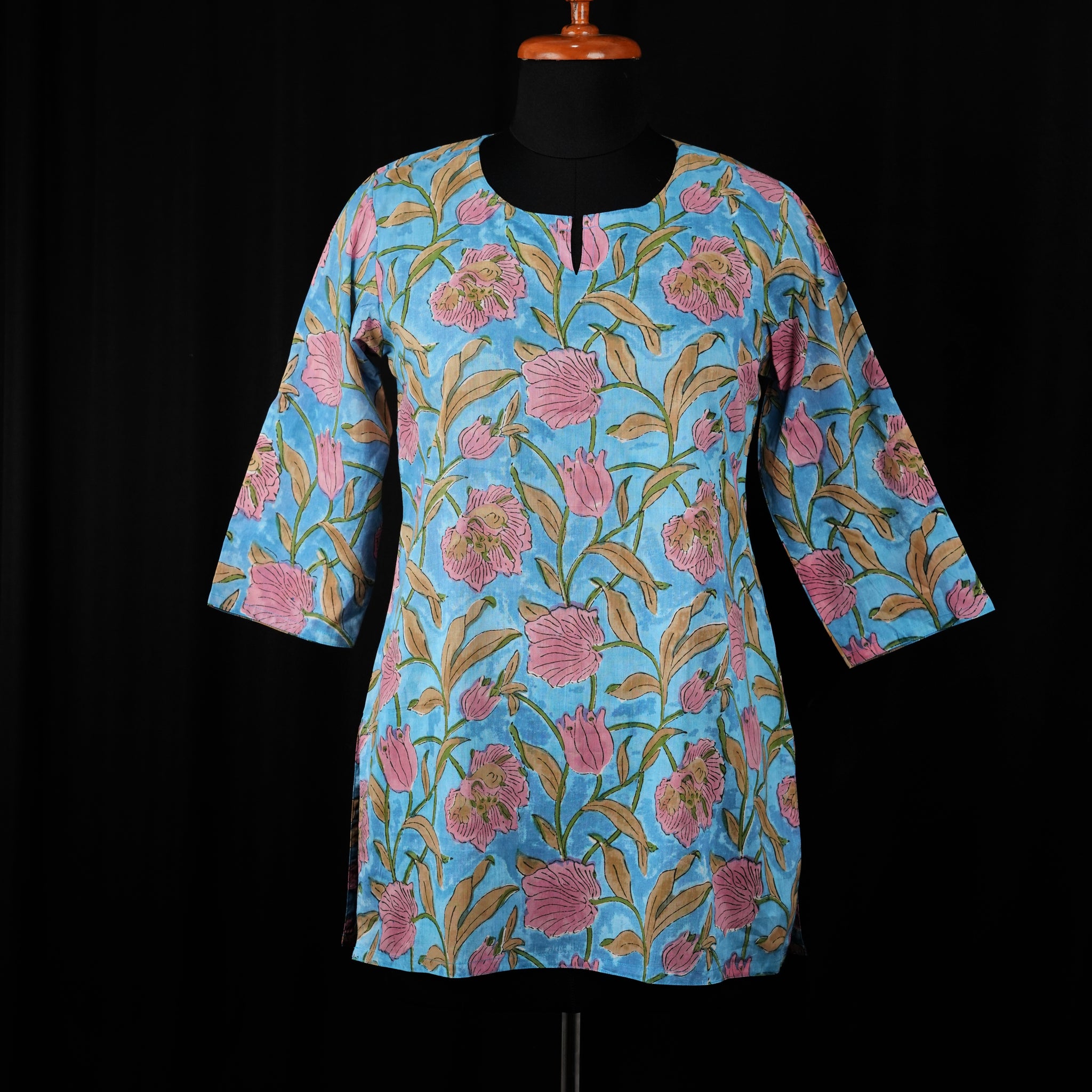 Velah Hand BlockPrint Cotton Short Kurti