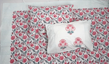 Rangphool Queen Size Bedsheet - Cotton Hand Block Print